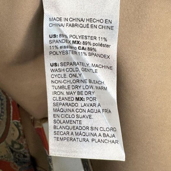 Chico's Topper Jacket 12 14 (2) Tan Paisley Faux Suede Boho Lightweight Coat - Picture 7 of 9